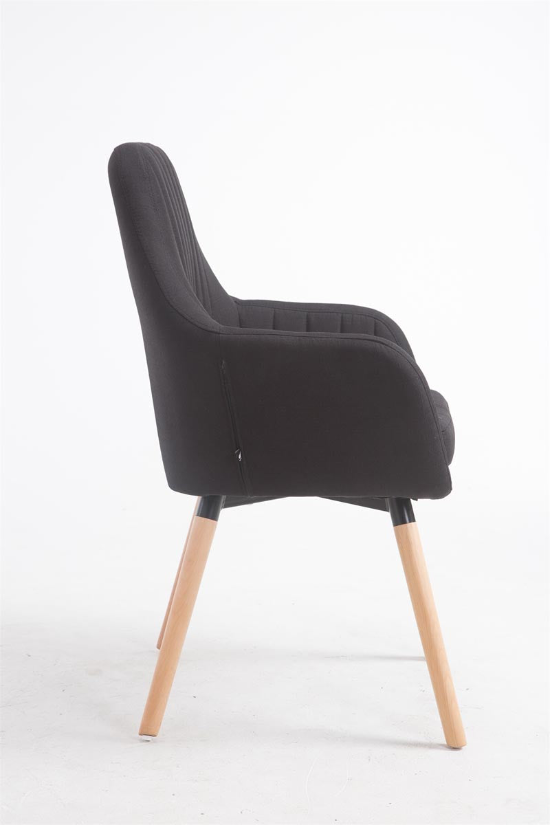 Retro eetkamerstoel FLORIAN, stof zwart,natura schwarz