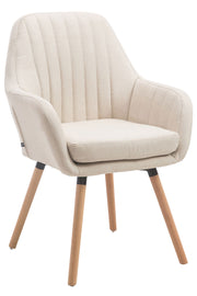 Retro eetkamerstoel FLORIAN, stof creme,natura creme