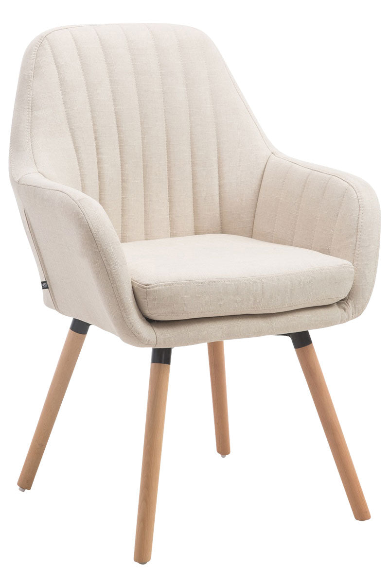 Retro eetkamerstoel FLORIAN, stof creme,natura creme