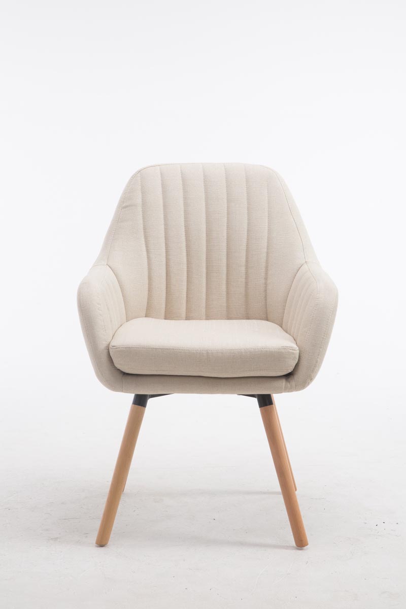 Retro eetkamerstoel FLORIAN, stof creme,natura creme