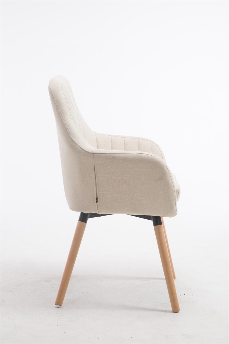 Retro eetkamerstoel FLORIAN, stof creme,natura creme