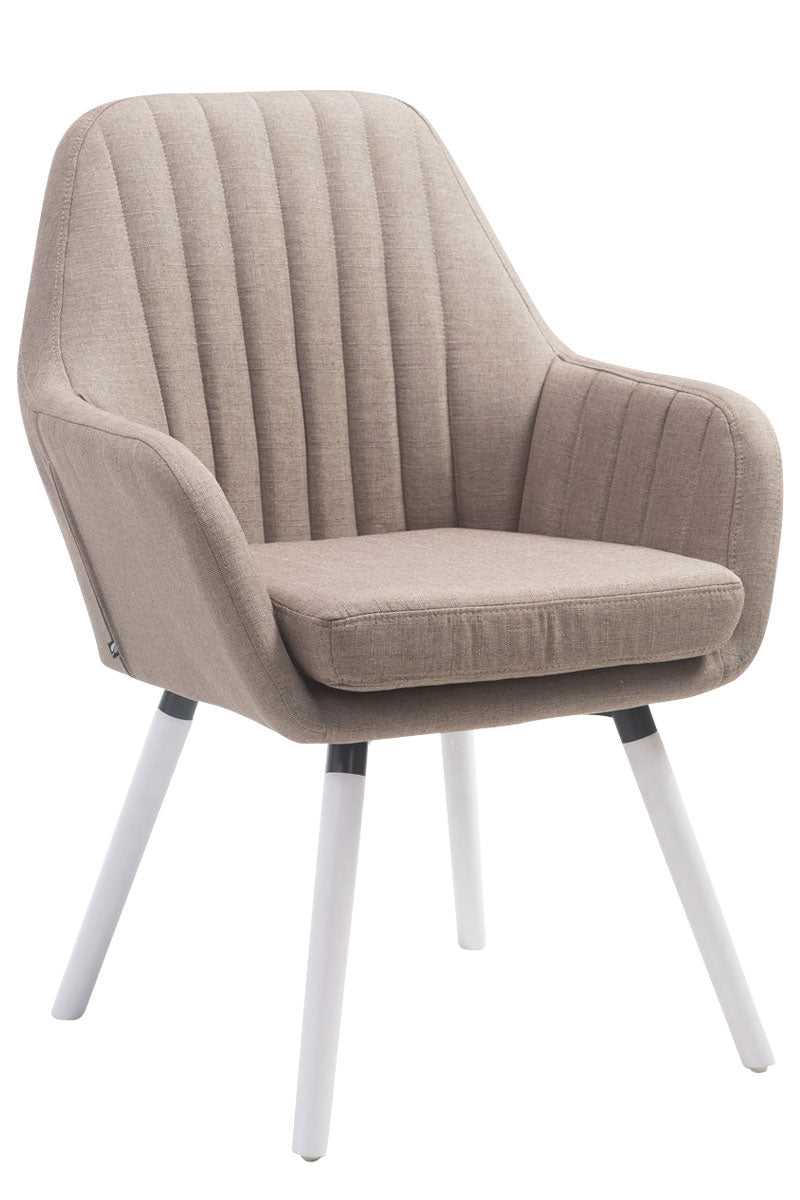 Retro eetkamerstoel FLORIAN, stof taupe,wit taupe