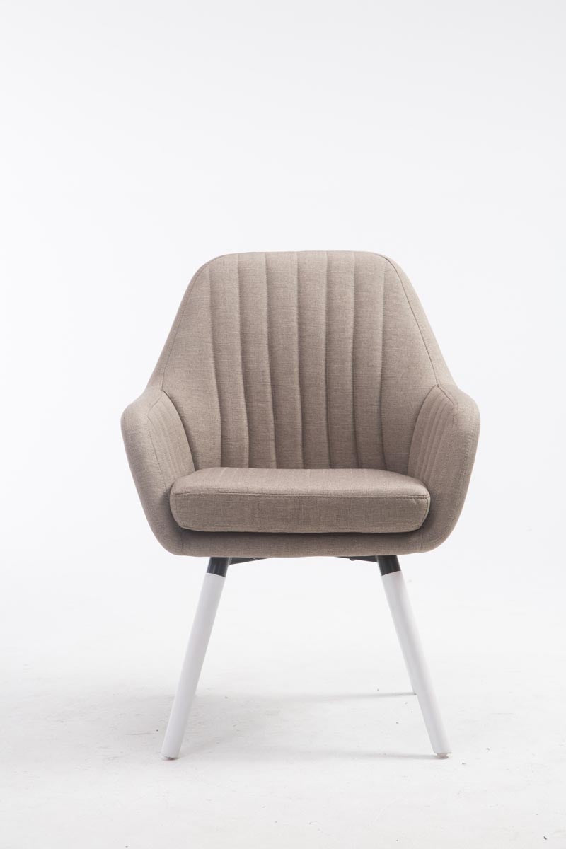 Retro eetkamerstoel FLORIAN, stof taupe,wit taupe
