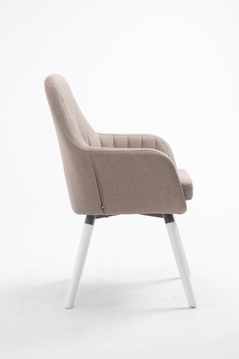 Retro eetkamerstoel FLORIAN, stof taupe,wit taupe
