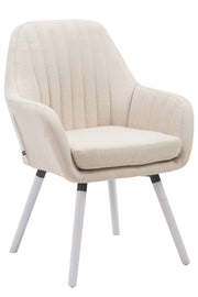 Retro eetkamerstoel FLORIAN, stof creme,wit creme