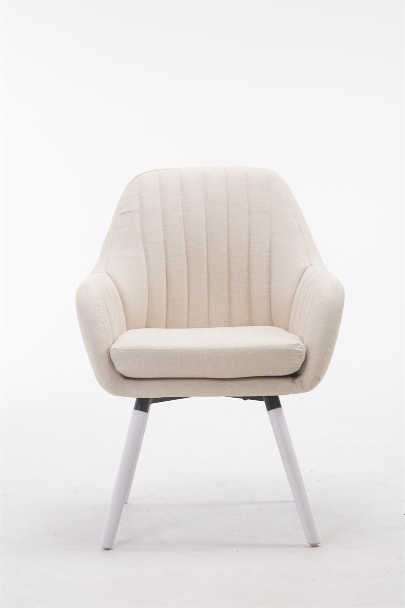 Retro eetkamerstoel FLORIAN, stof creme,wit creme