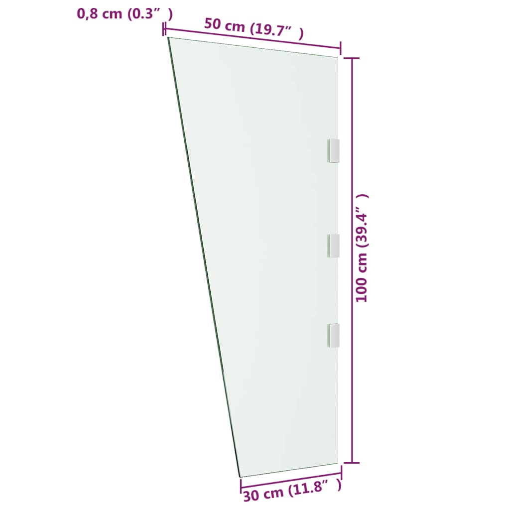 vidaXL Zijpaneel voor deurluifel 50x100 cm gehard glas transparant