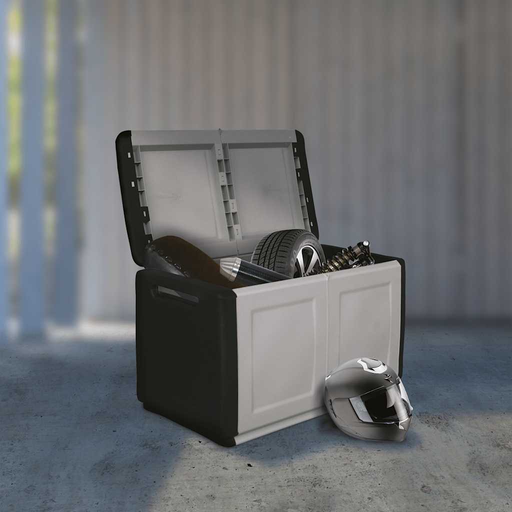 vidaXL Tuinbox 330 L 138x53x57 cm donkergrijs en zwart