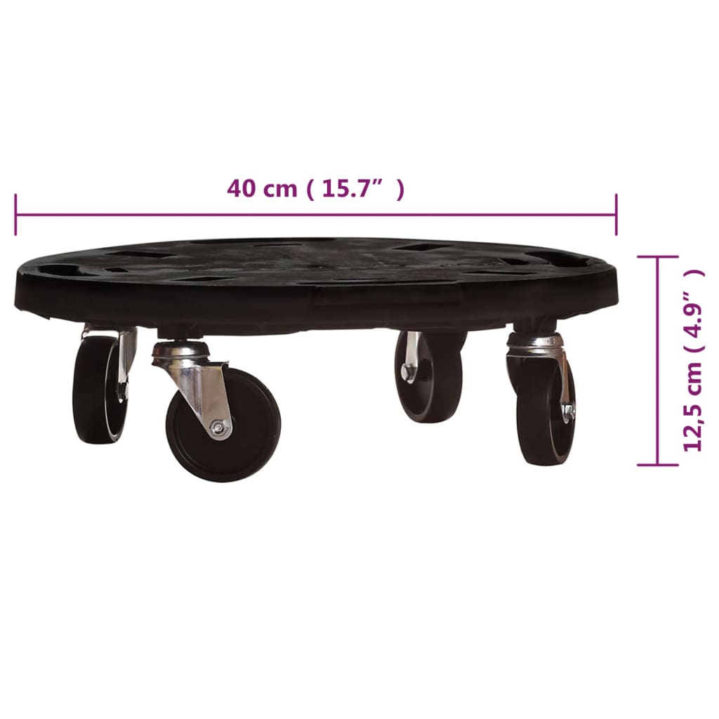 vidaXL Plantentrolley met wielen 275 kg diameter 40 cm zwart