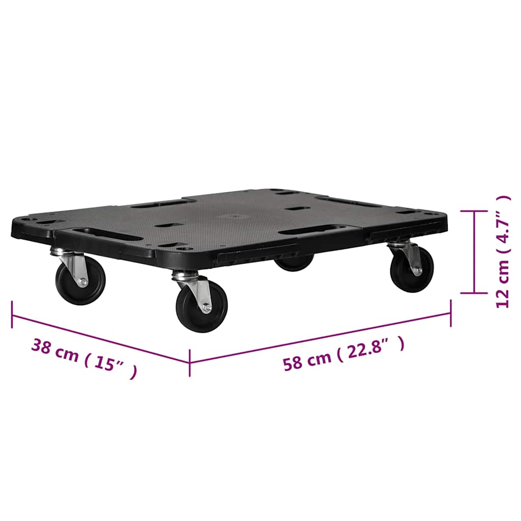vidaXL Transporttrolley 58x38x12 cm PP zwart