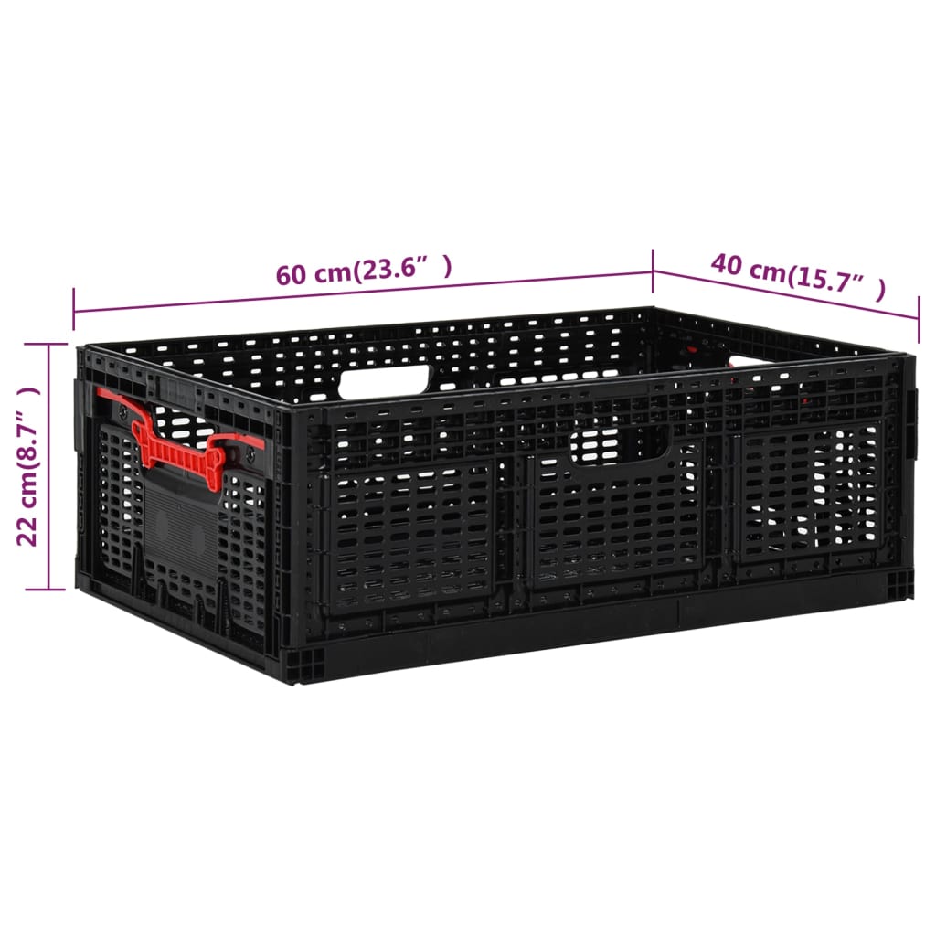 vidaXL Vouwkrat 46 L 60x40x22 cm zwart