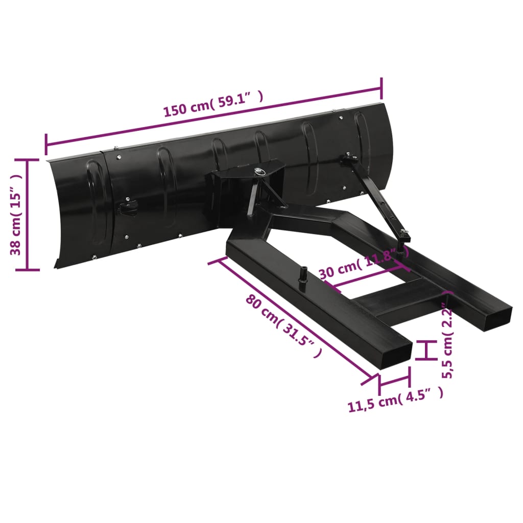 vidaXL Sneeuwploeg voor heftruck 150x38 cm zwart - Aashly