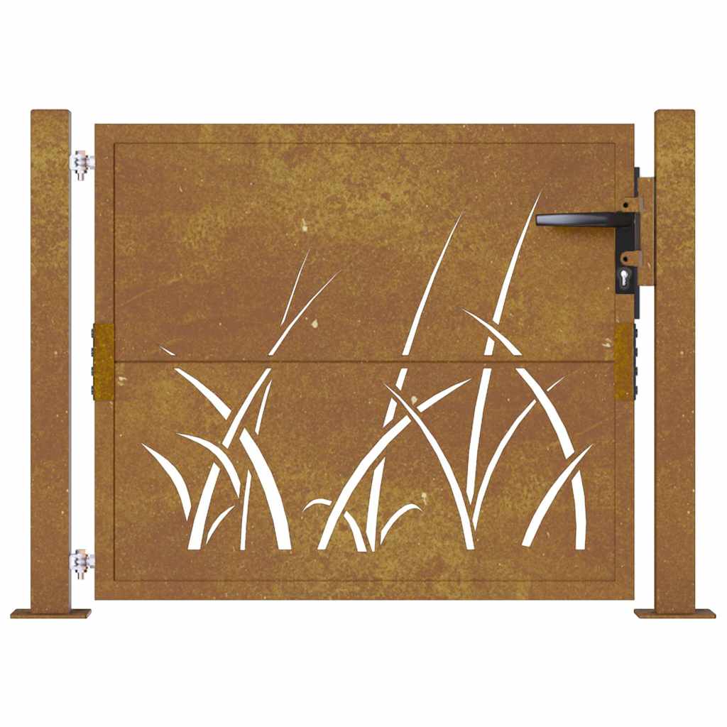 vidaXL Poort grasontwerp 105x130 cm cortenstaal