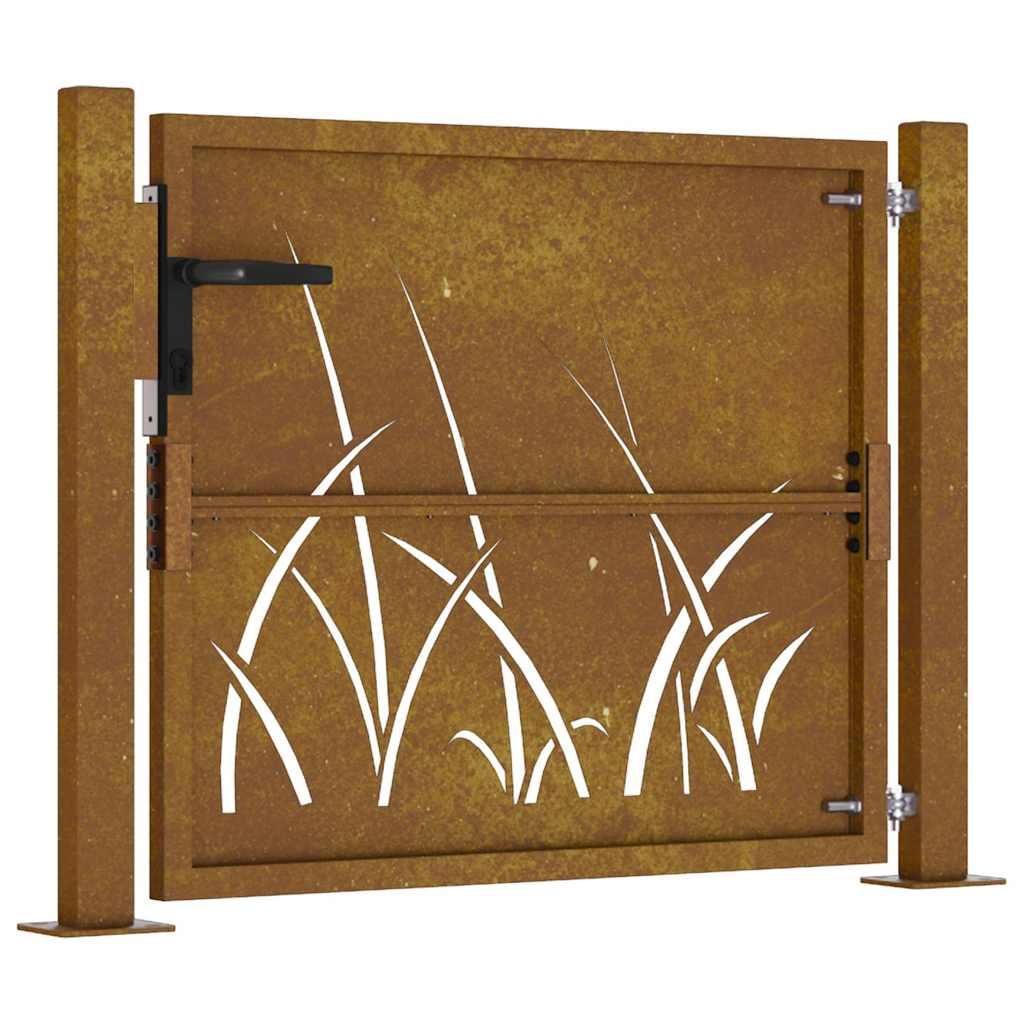 vidaXL Poort grasontwerp 105x130 cm cortenstaal