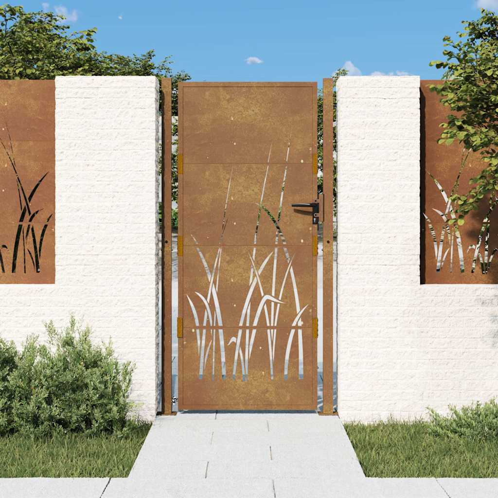 vidaXL Poort grasontwerp 105x130 cm cortenstaal