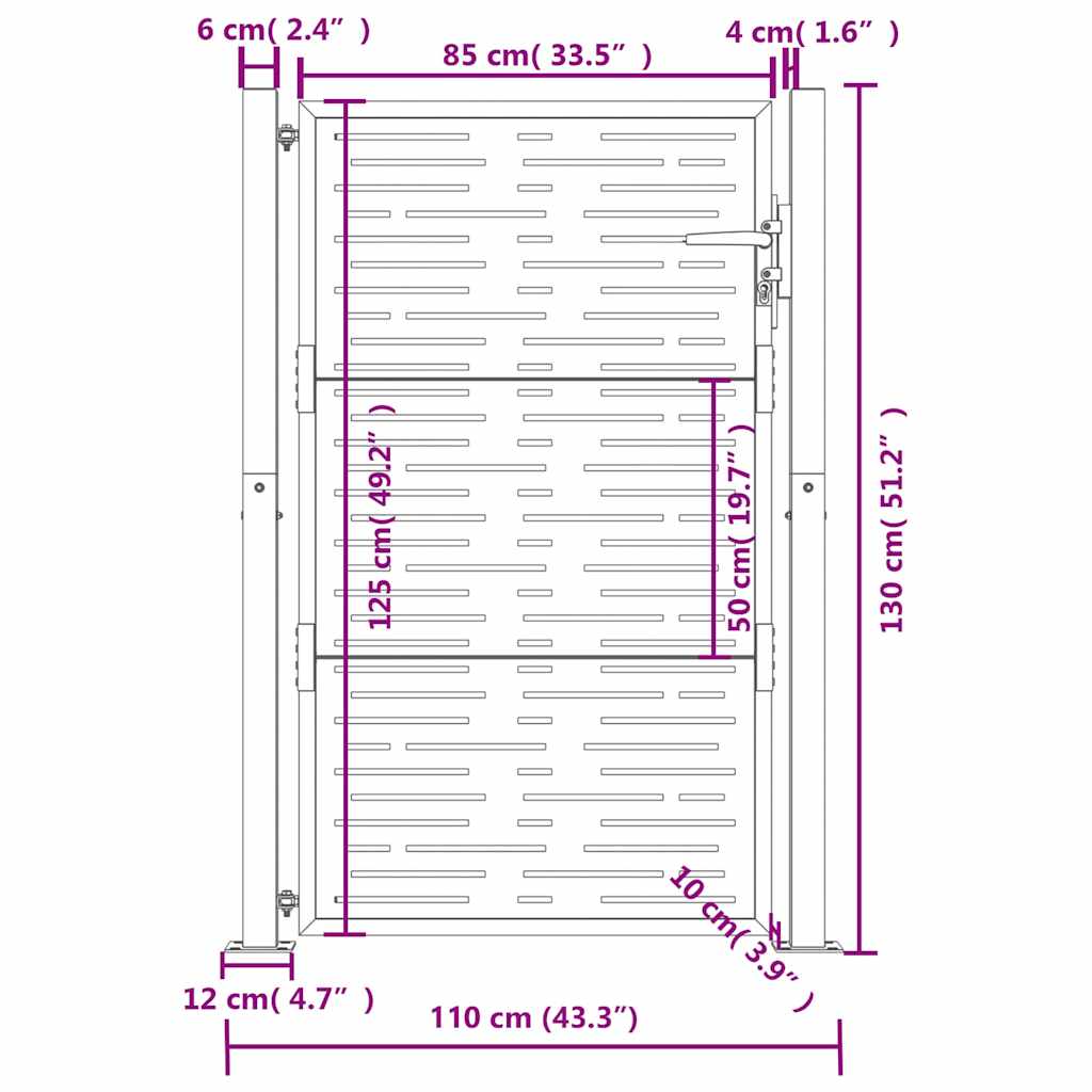 vidaXL Poort vierkant 105x105 cm cortenstaal