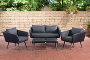 Loungeset Skara - 1,25mm Polyrattan - zwart antraciet,45 cm (Donkergrijs) anthrazit