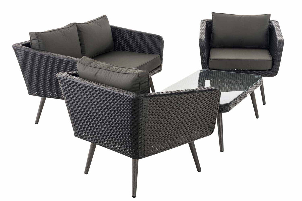 Loungeset Skara - 1,25mm Polyrattan - zwart antraciet,45 cm (Donkergrijs) anthrazit