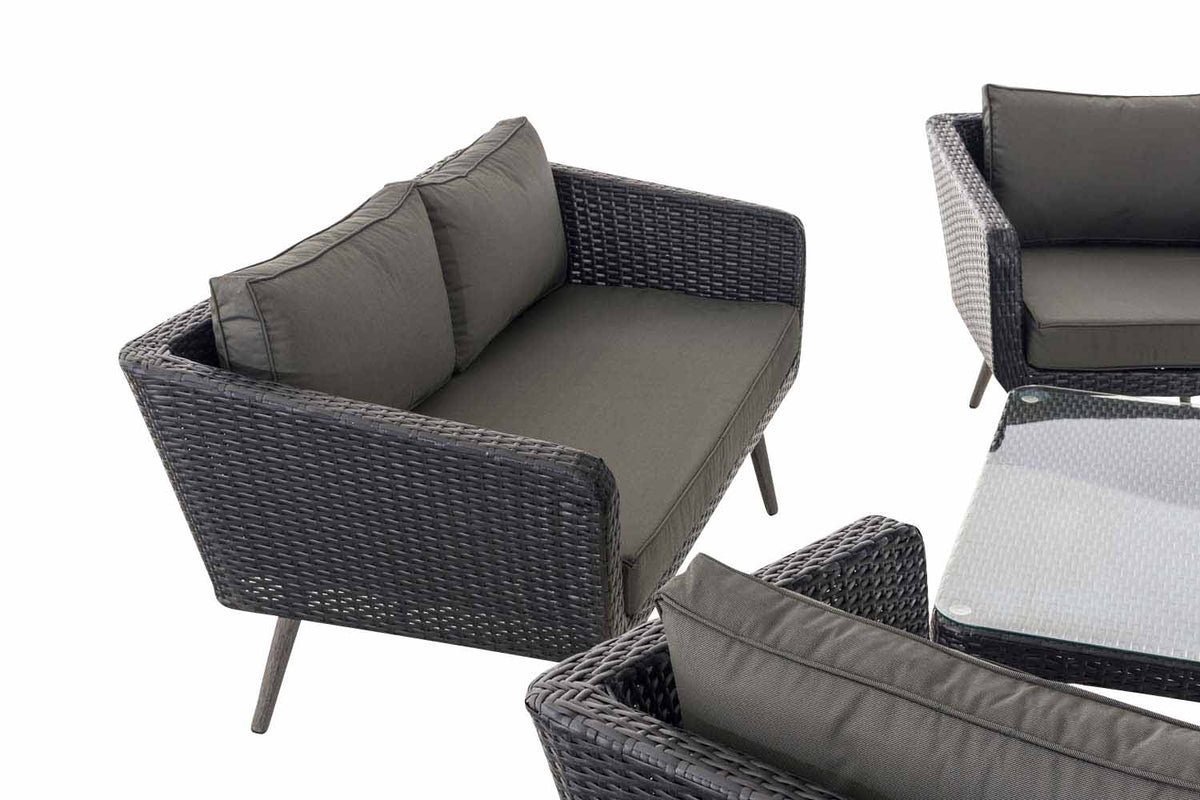 Loungeset Skara - 1,25mm Polyrattan - zwart antraciet,45 cm (Donkergrijs) anthrazit