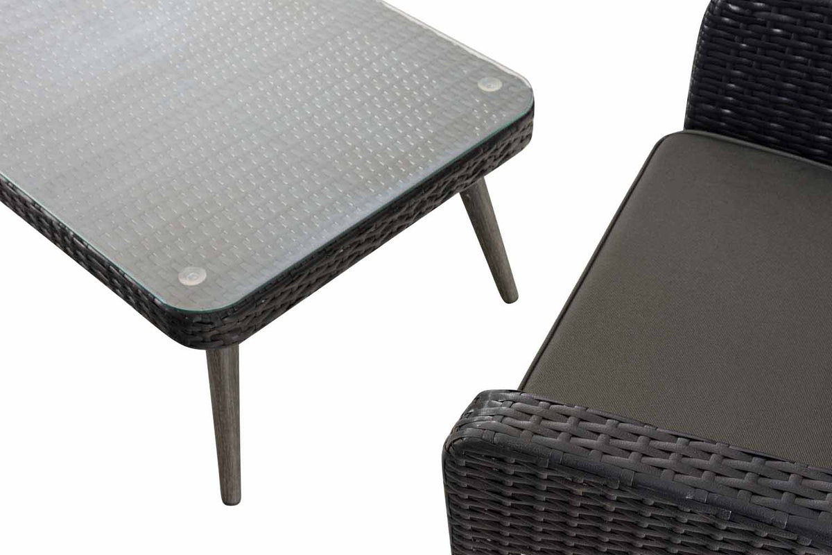 Loungeset Skara - 1,25mm Polyrattan - zwart antraciet,45 cm (Donkergrijs) anthrazit