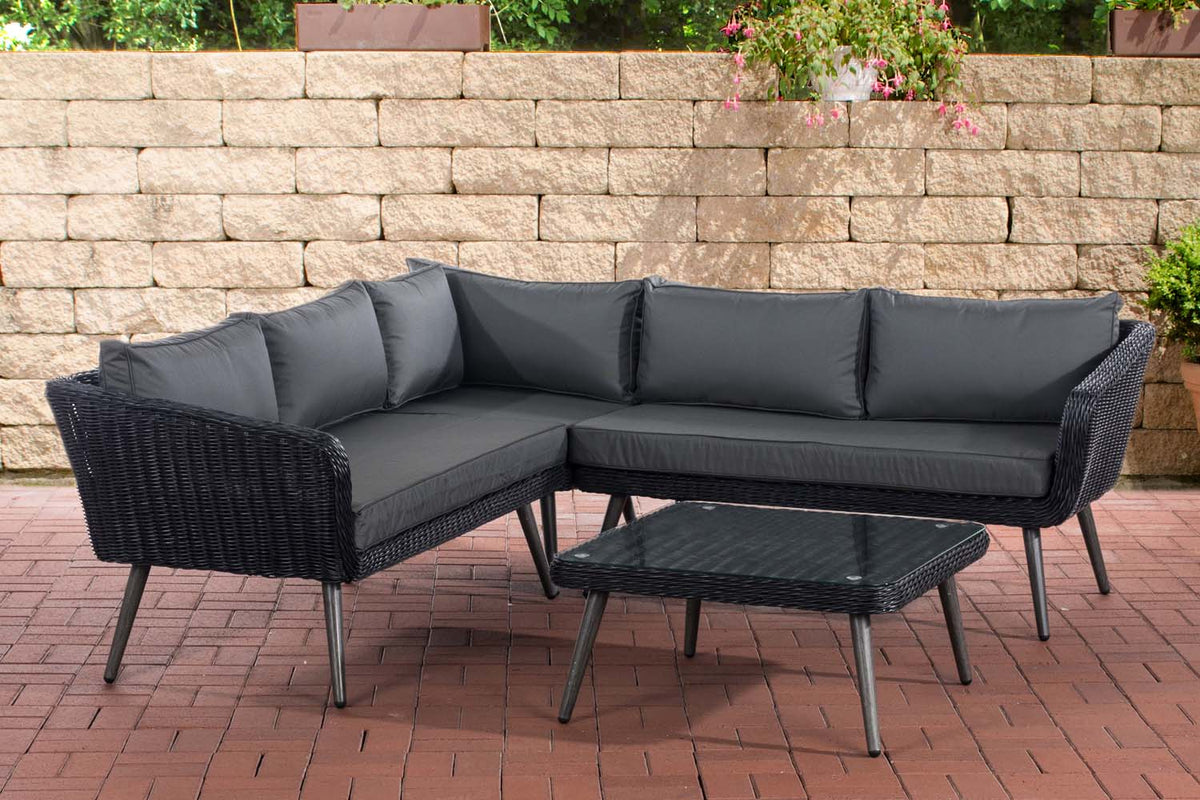Hoek loungeset Skara 5mm rond Polyrattan - zwart antraciet,45 cm (Donkergrijs) anthrazit