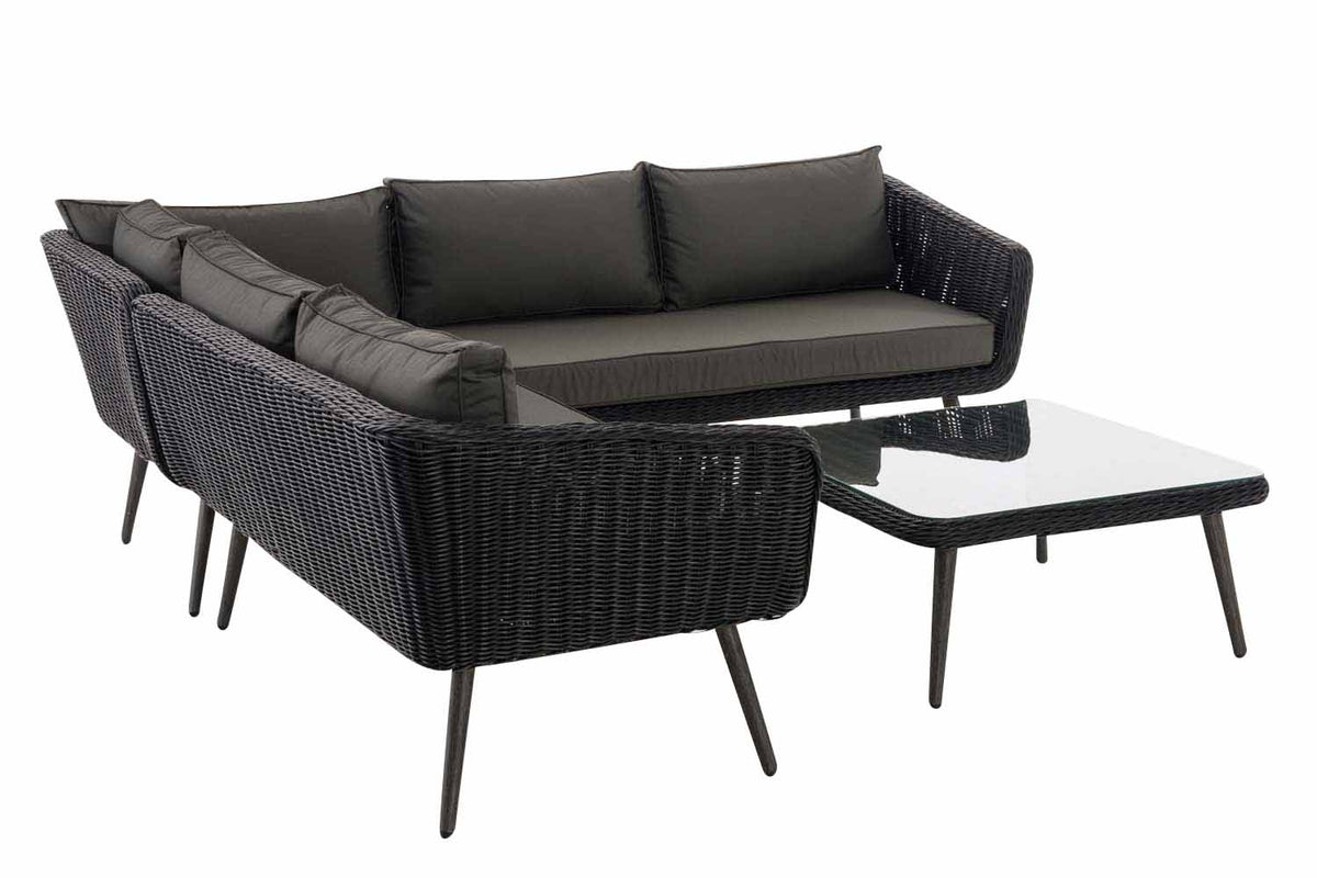 Hoek loungeset Skara 5mm rond Polyrattan - zwart antraciet,45 cm (Donkergrijs) anthrazit