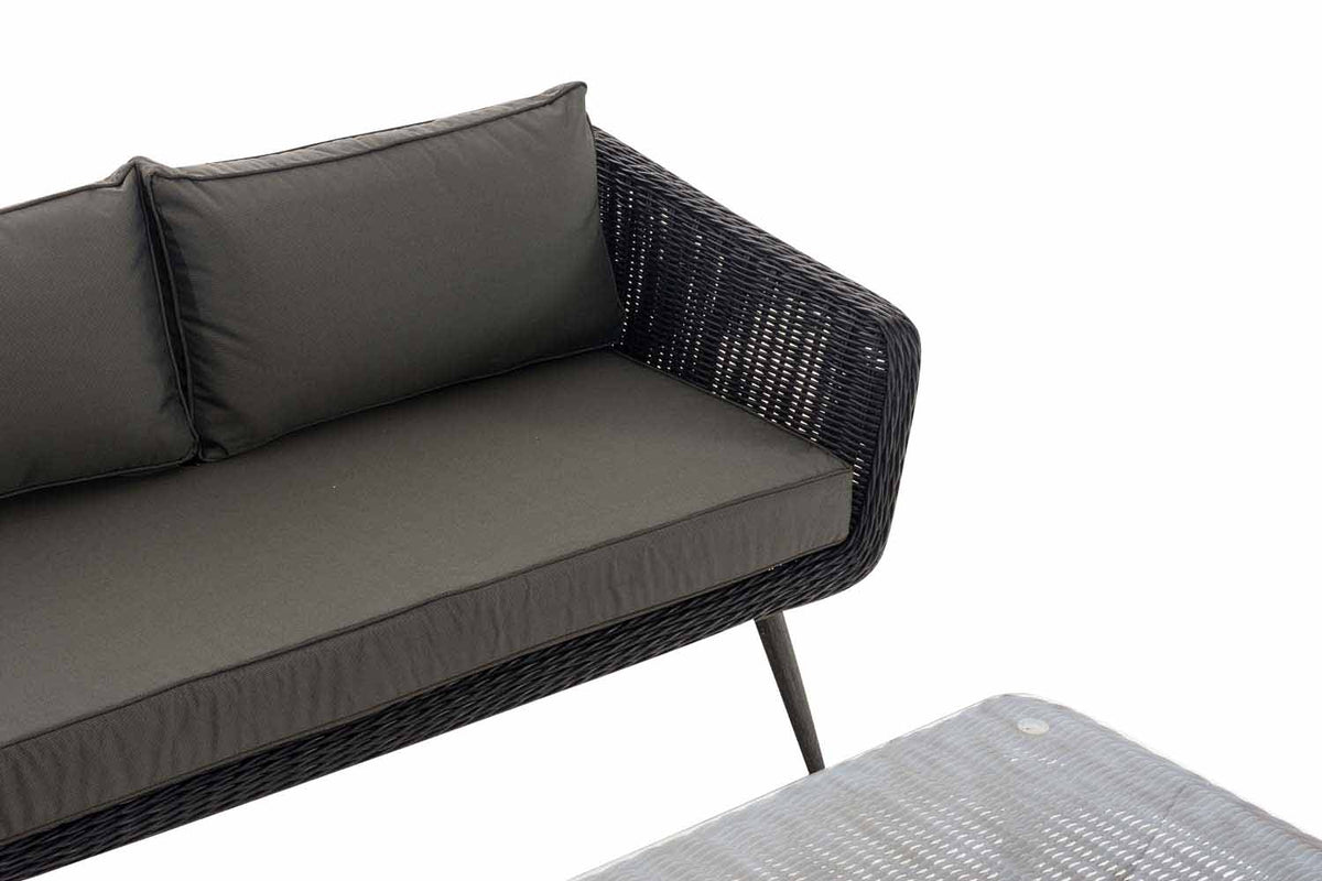 Hoek loungeset Skara 5mm rond Polyrattan - zwart antraciet,45 cm (Donkergrijs) anthrazit