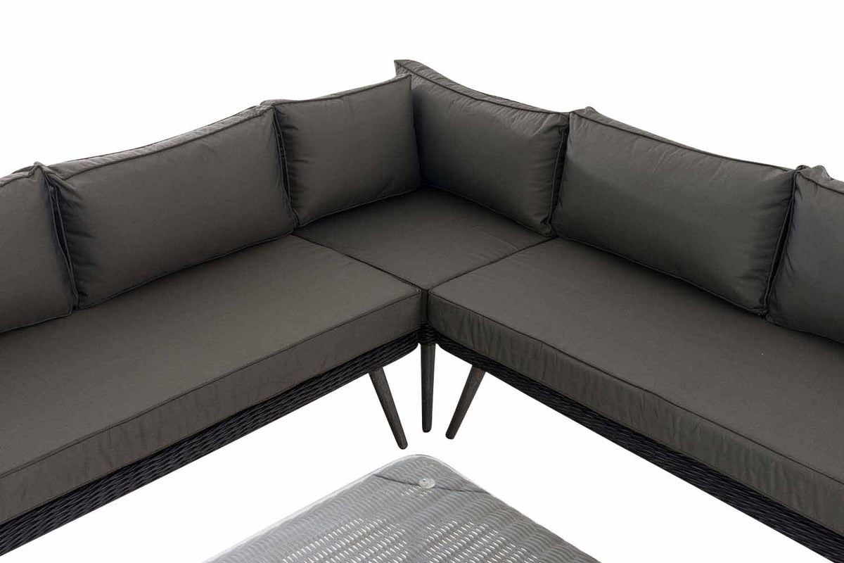 Hoek loungeset Skara 5mm rond Polyrattan - zwart antraciet,45 cm (Donkergrijs) anthrazit