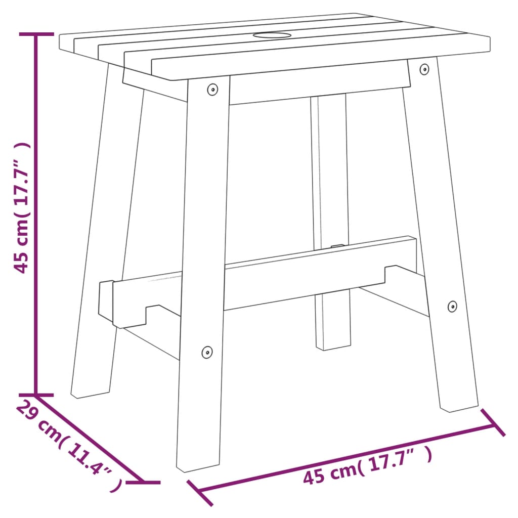 vidaXL Kruk 38x38x45 cm rond massief acaciahout bruin