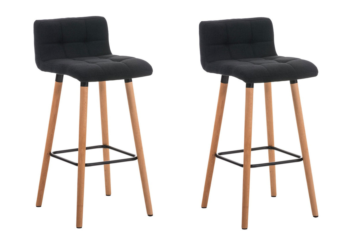 Set van 2 barkrukken Lincoln Stof natura,zwart schwarz