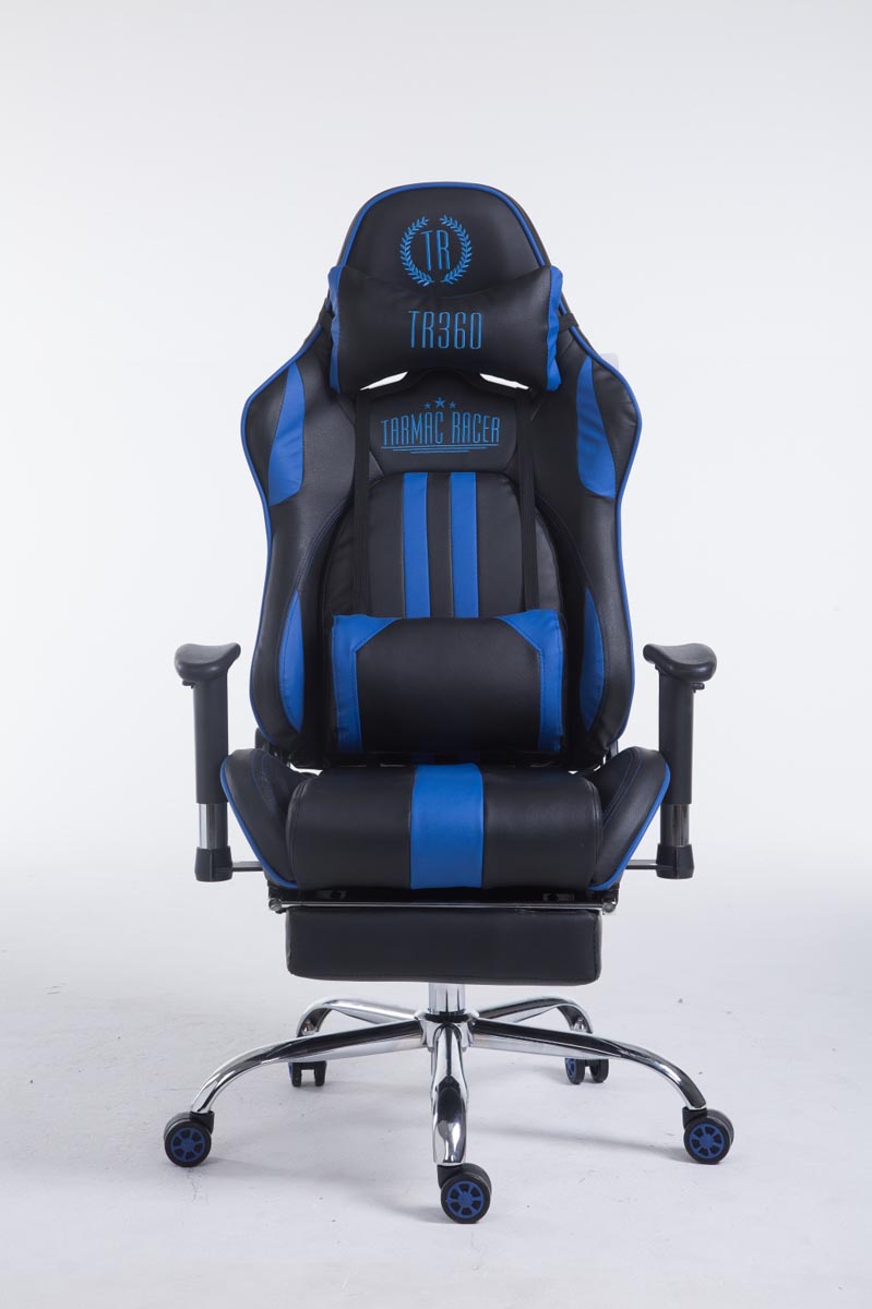 Racing bureaustoel Limit V2 kunstleer zwart/blauw,met voetensteun schwarz/blau