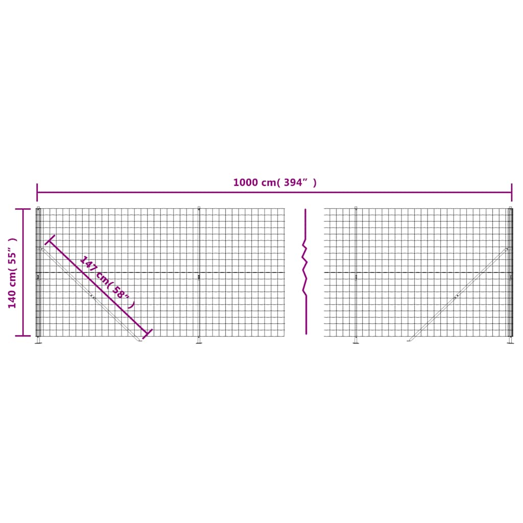 vidaXL Draadgaashek met flens 1x25 m groen