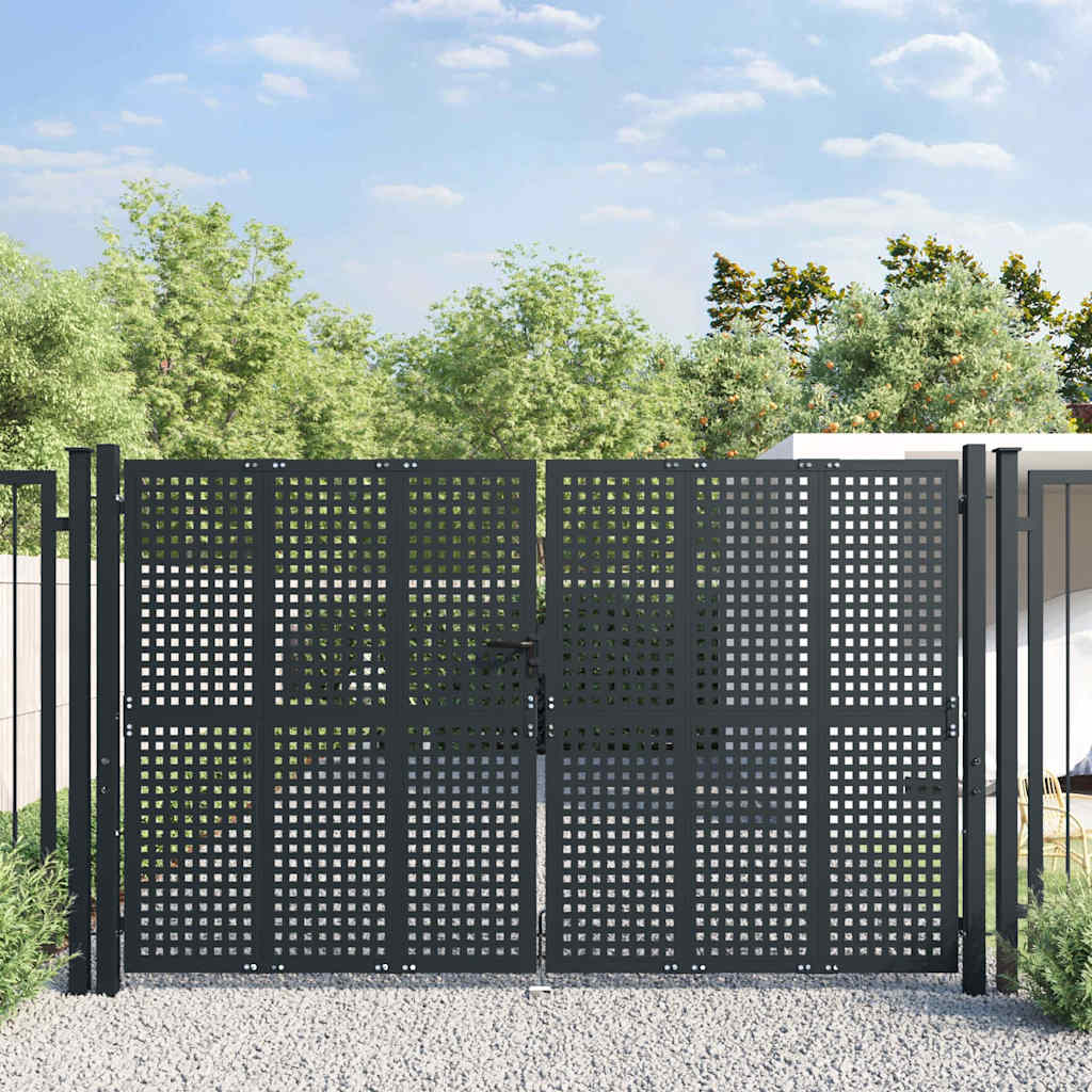 vidaXL Poort 300x150 cm staal antracietkleurig