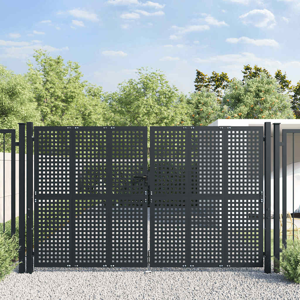vidaXL Poort 300x150 cm staal antracietkleurig