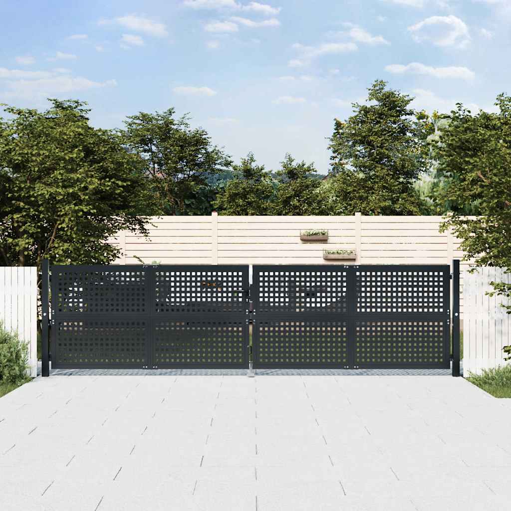 vidaXL Poort 300x150 cm staal antracietkleurig