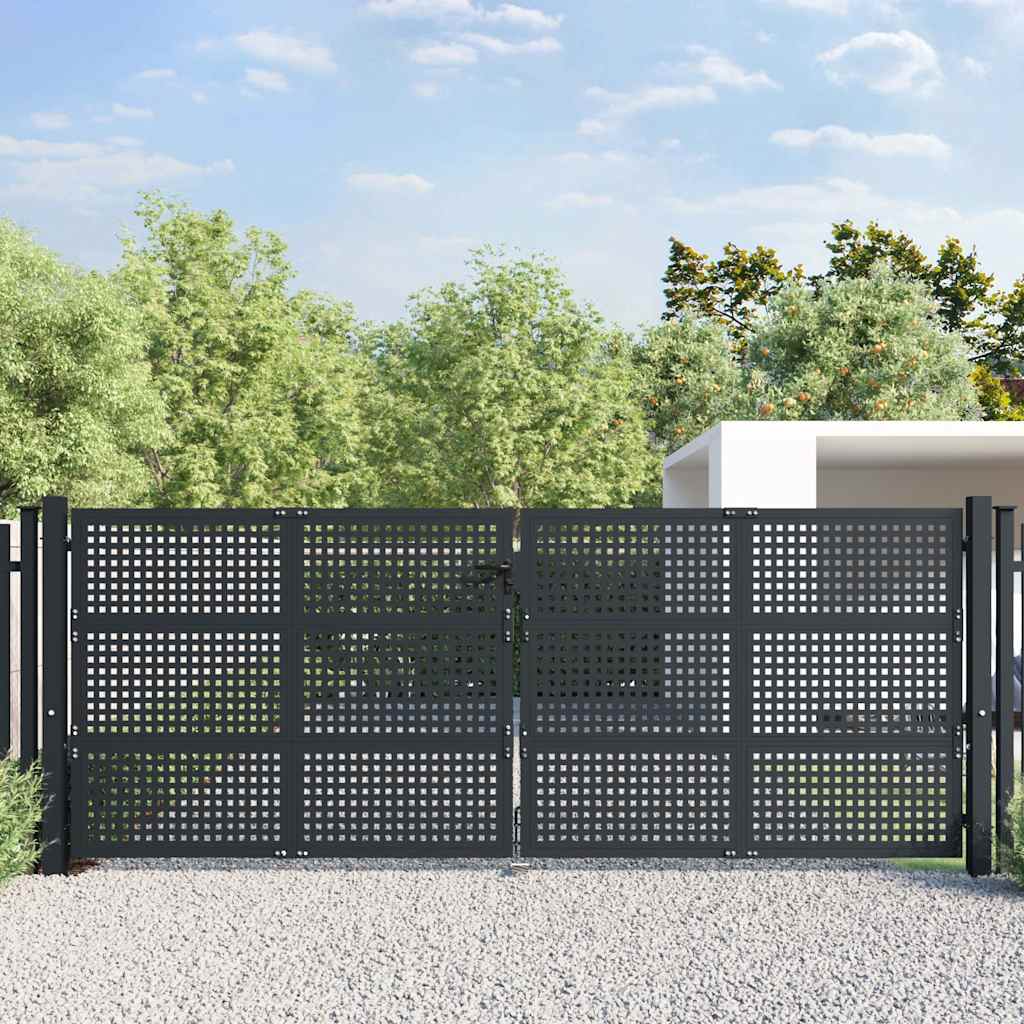 vidaXL Poort 300x150 cm staal antracietkleurig