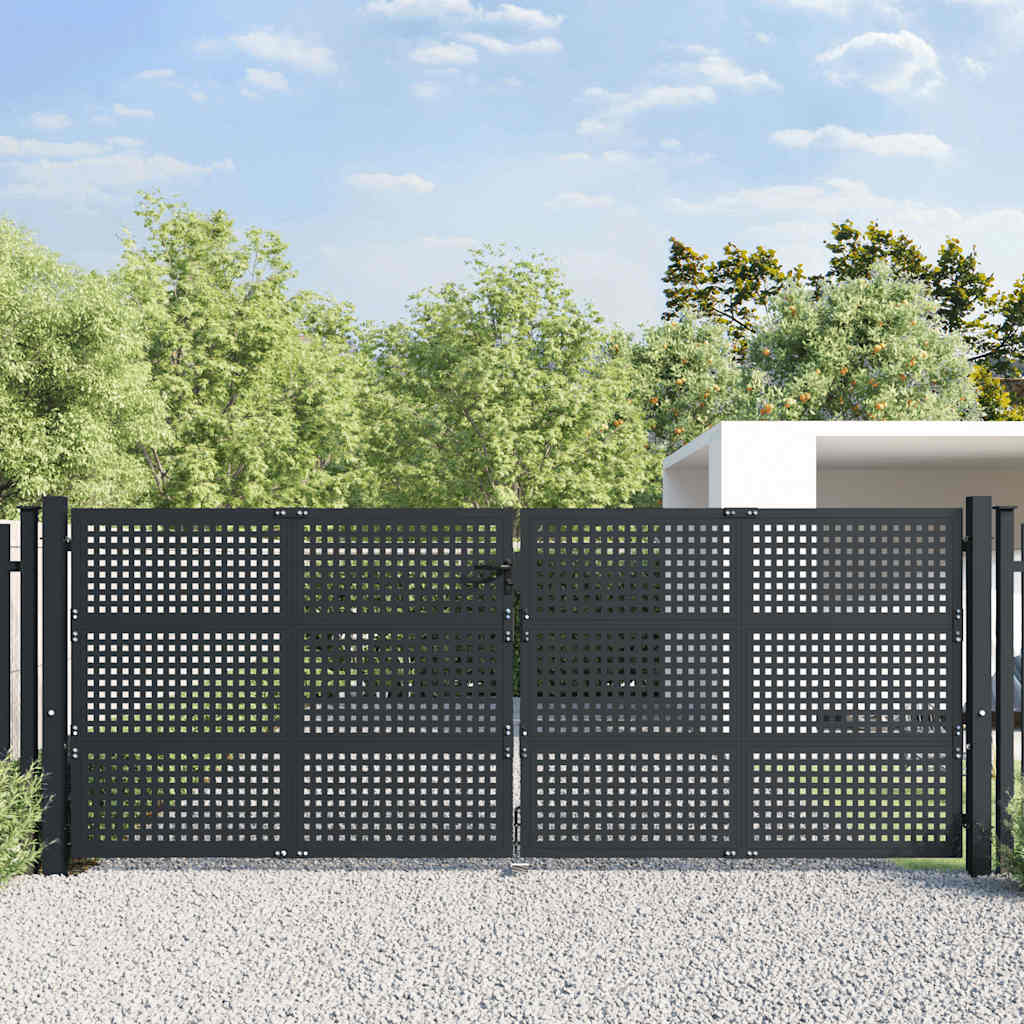 vidaXL Poort 300x150 cm staal antracietkleurig