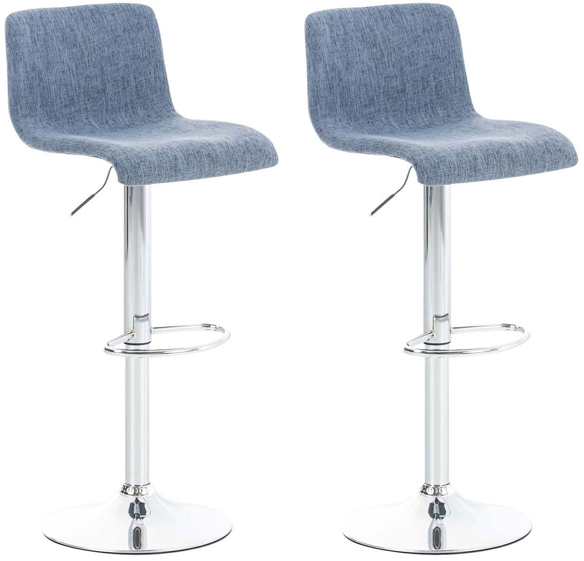 Set van 2 barkrukken Hover stof blauw,chroom blau