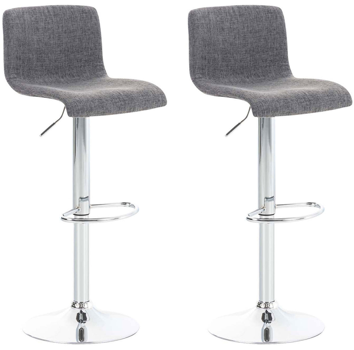 Set van 2 barkrukken Hover stof licht grijs,chroom hellgrau