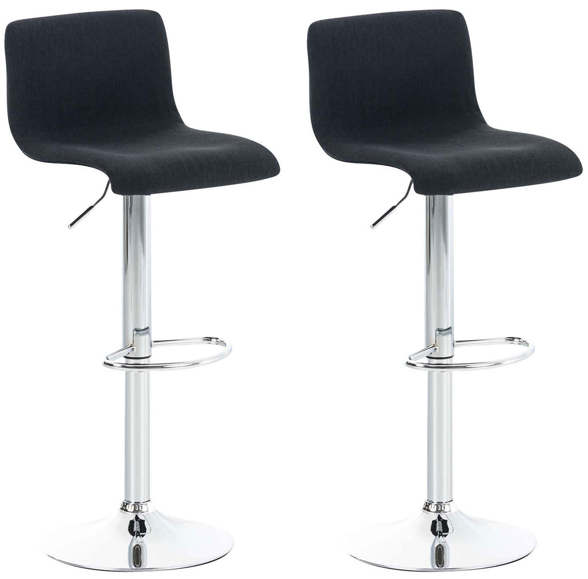 Set van 2 barkrukken Hover stof zwart,chroom schwarz