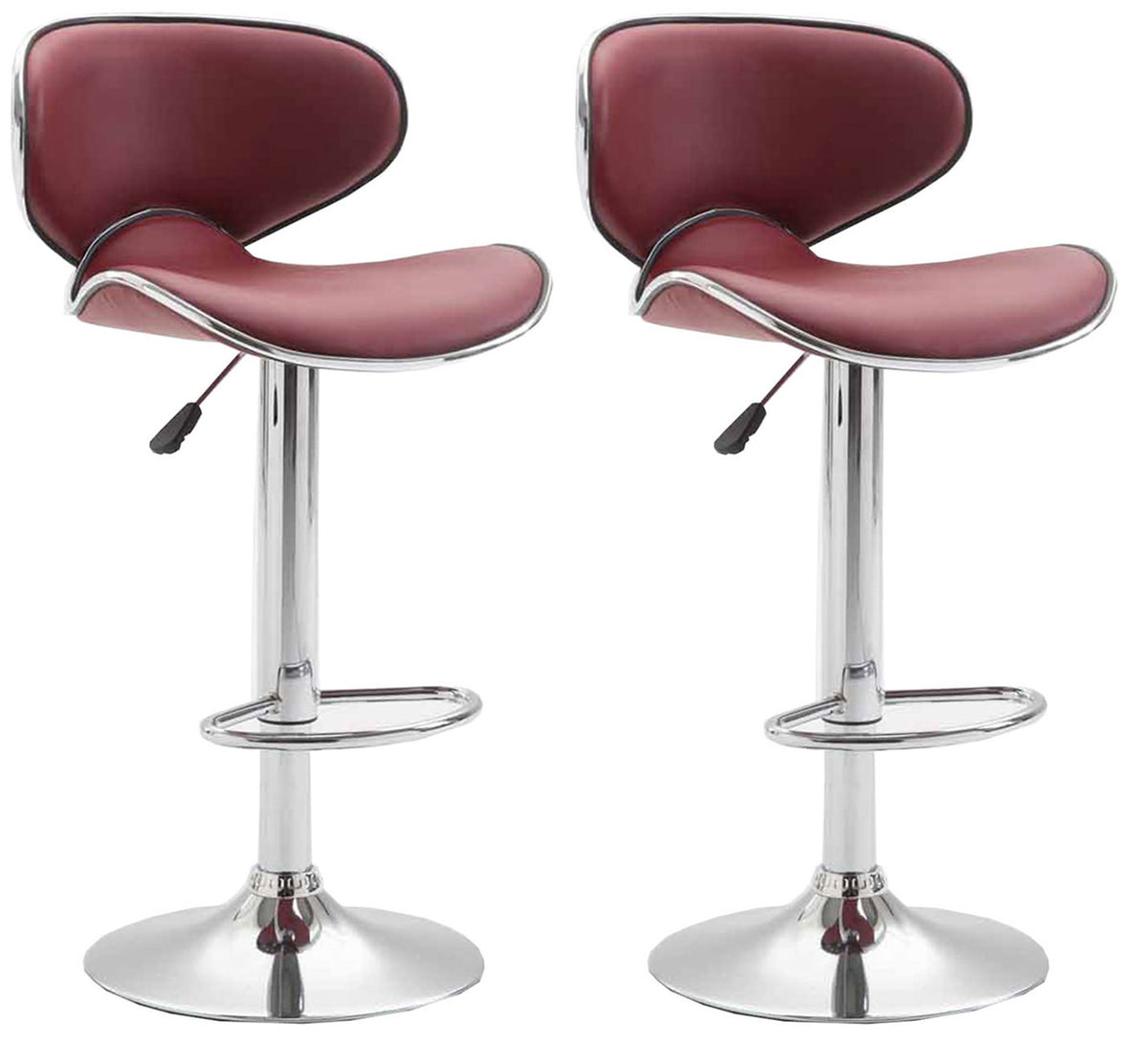 Set van 2 barkrukken Las Vegas kunstleer bordeauxrood,chroom bordeauxrot