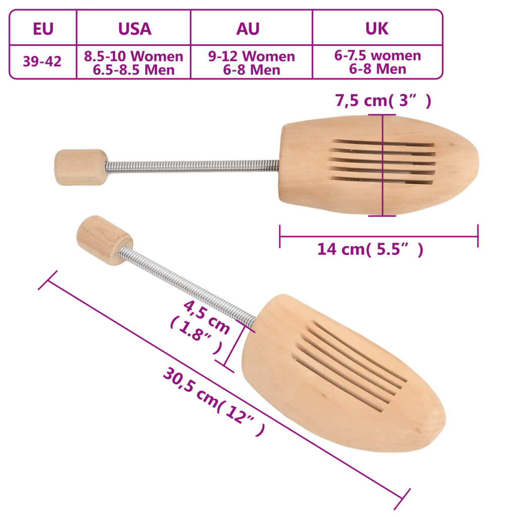 vidaXL Schoenspanners 2 paar EU maat 43-46 massief lotushout