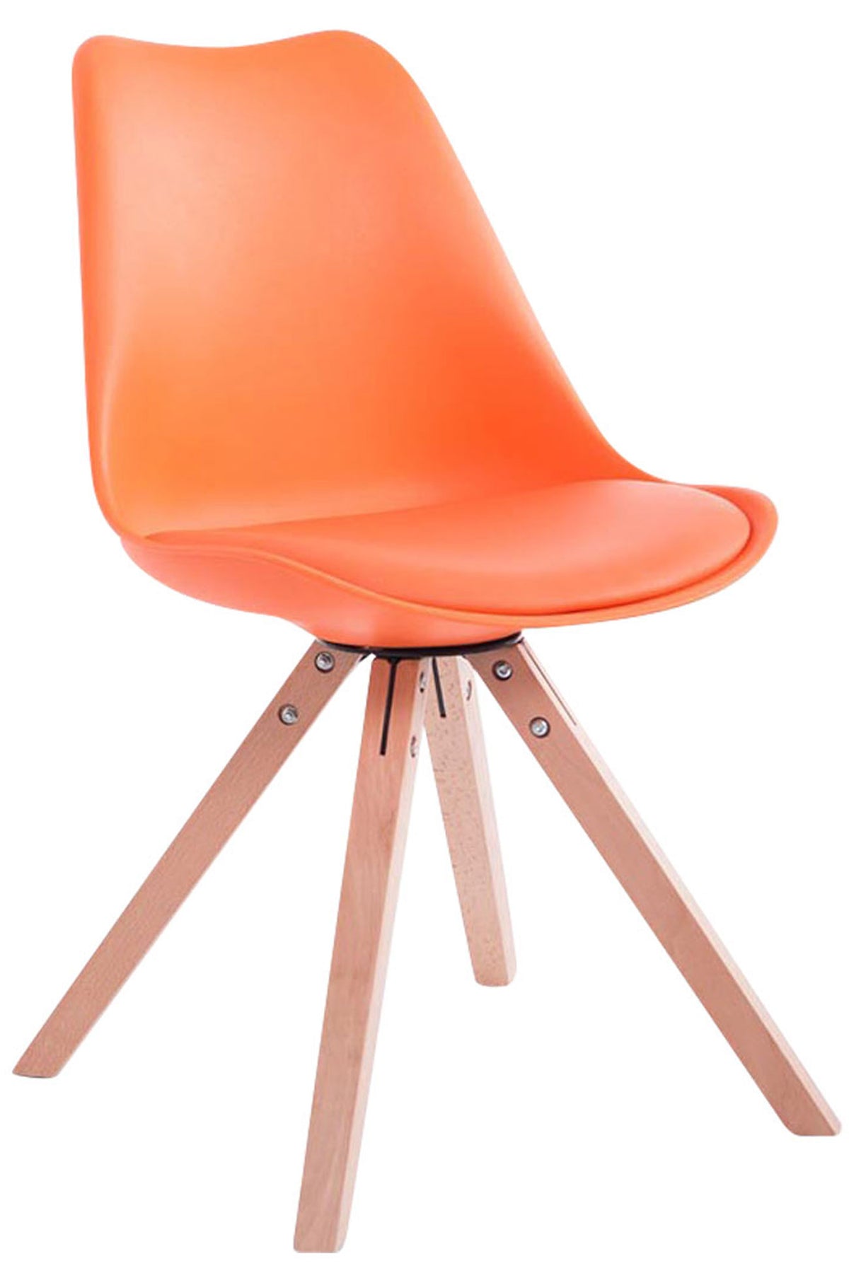 Eetkamerstoel Toulouse Vierkant frame Kunstleer oranje,natura orange