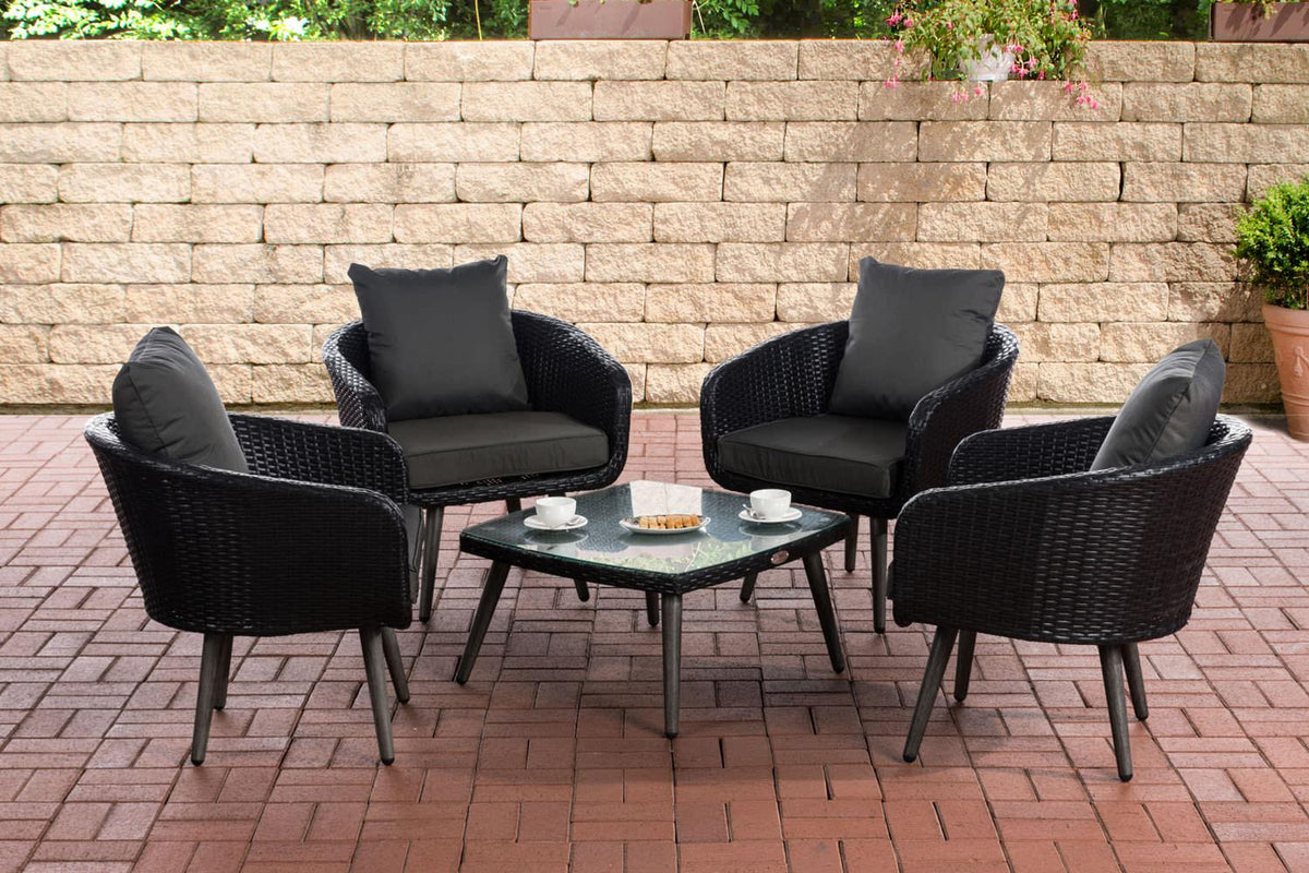 Lounge set Ameland 1,25 mm vlak Polyrotan Zithoogte 45 cm antraciet,zwart schwarz