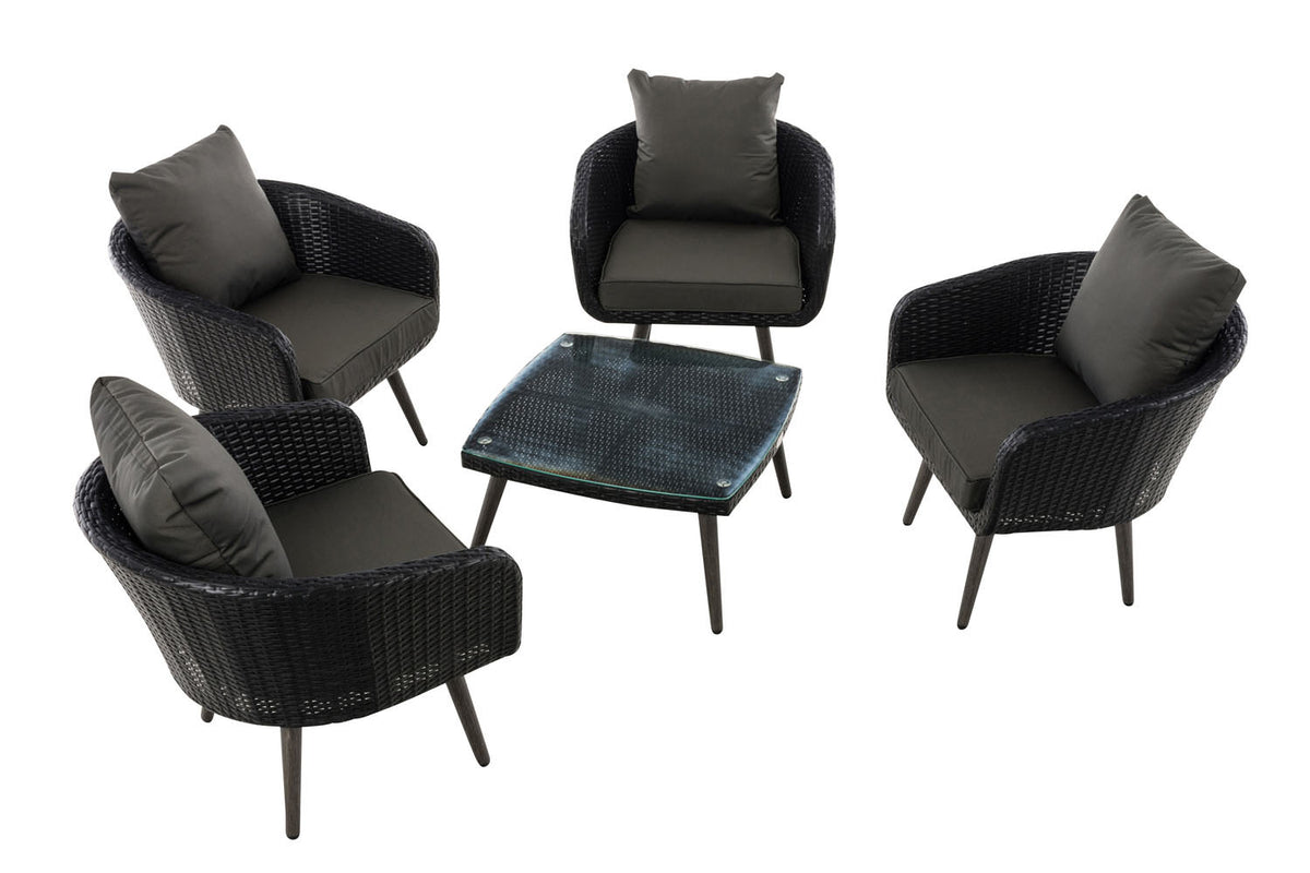 Lounge set Ameland 1,25 mm vlak Polyrotan Zithoogte 45 cm antraciet,zwart schwarz