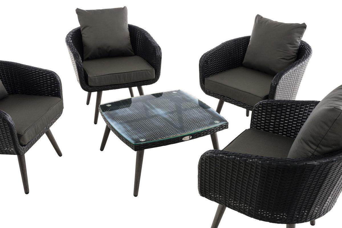 Lounge set Ameland 1,25 mm vlak Polyrotan Zithoogte 45 cm antraciet,zwart schwarz