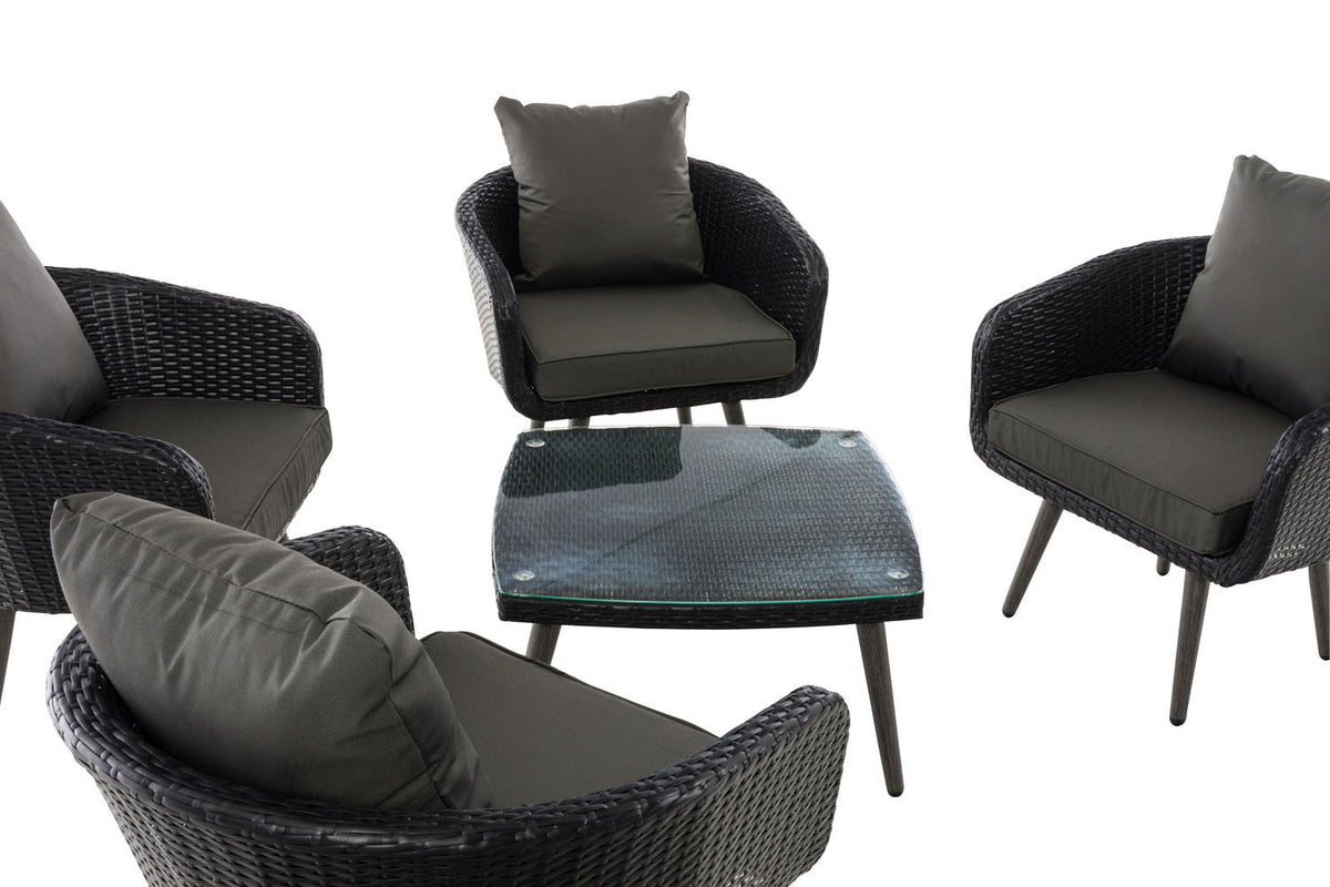 Lounge set Ameland 1,25 mm vlak Polyrotan Zithoogte 45 cm antraciet,zwart schwarz