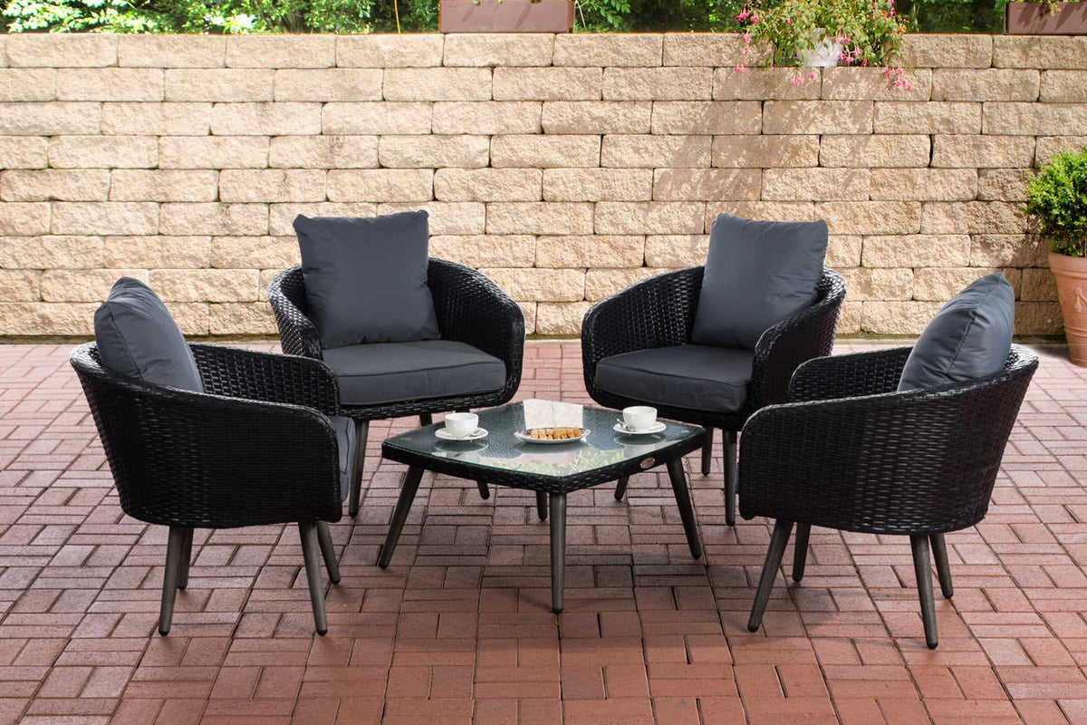 Lounge set Ameland 1,25 mm vlak Polyrotan Zithoogte 45 cm ijzerachtig grijs,zwart schwarz