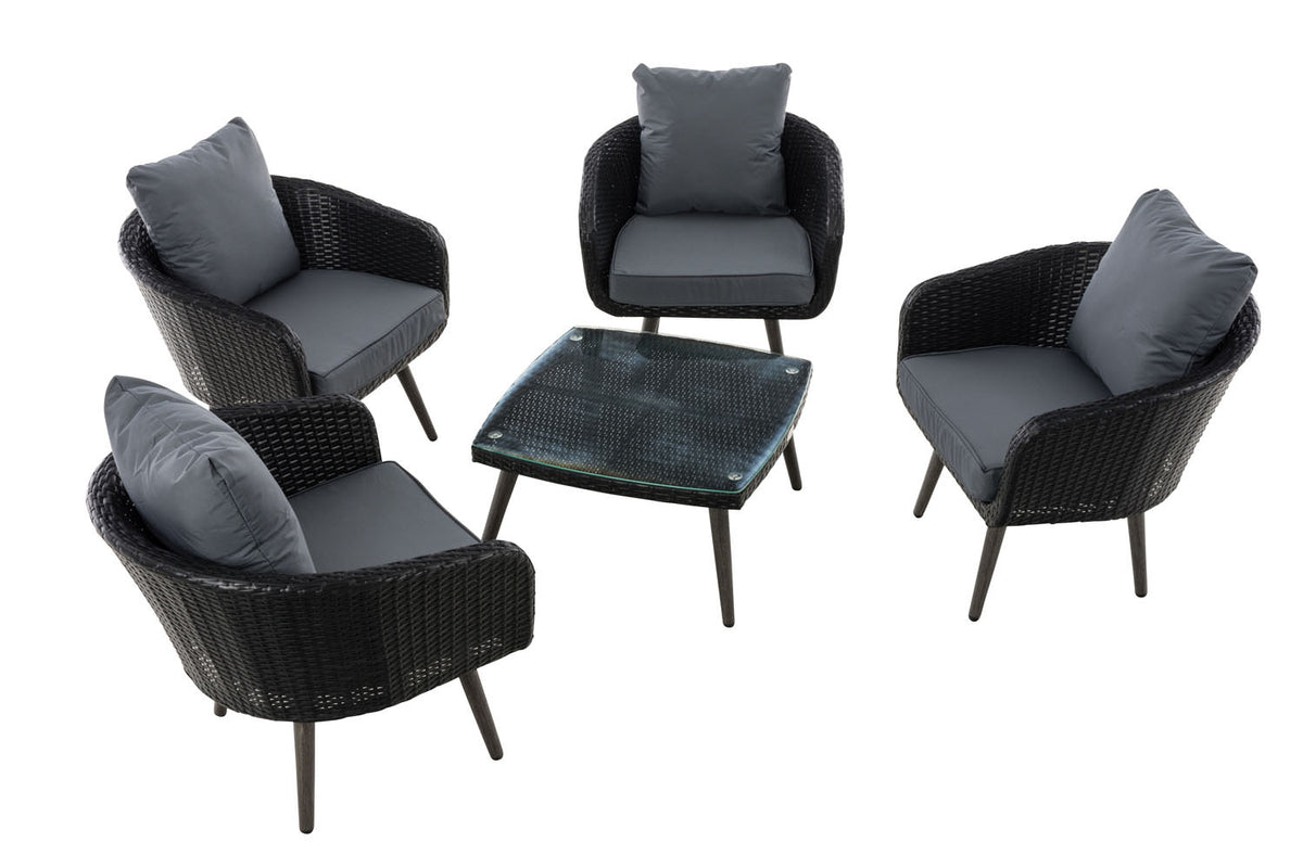 Lounge set Ameland 1,25 mm vlak Polyrotan Zithoogte 45 cm ijzerachtig grijs,zwart schwarz