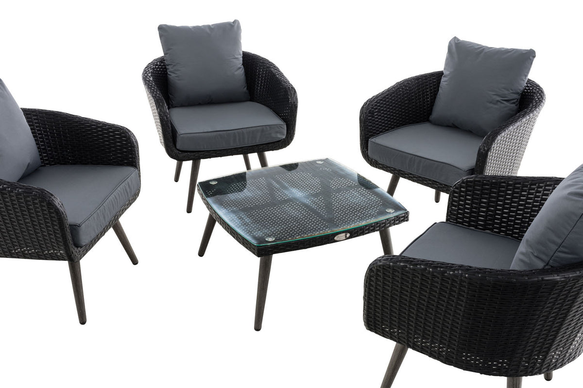 Lounge set Ameland 1,25 mm vlak Polyrotan Zithoogte 45 cm ijzerachtig grijs,zwart schwarz